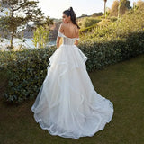 Runhufu A Line women's wedding dress sexy off-the-shoulder bridal dress Layer Sweep train dress Custom Made vestidos de novia