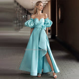 Runhufu Floor Length Puff Sleeve Off-the-Shoulder Sweetheart Evening Dresses and Bridal Gowns by Vestidos de Novia