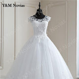 runhufu Spring Lace Appliques Pearls Wedding Dresses Sleeveless Vestidos De Novia White O-neck Princess Bride Wedding Gown Plus Size