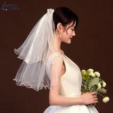Runhufu NICEB Short Elbow Length Veils Wedding Accessories Bridal Veils White 60cm Bow Wedding Veils In Stock Hot Selling Fashion