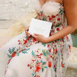 Runhufu Colorful Embrioiderey Puffy Mesh Wedding Dress Off Shoulders Sweetheart Overlay Tulle Champagne Bloom Flower Bridal Gowns