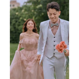 Runhufu Spaghetti Straps Wedding Dress Sweet Pink A Line Sukienka Na Wesele New Simple Elegant Floor-length Vestidos De Novia