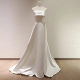 Runhufu Satin A Line Wedding Dresses For Women Sexy Strapless Elegant Long Bridal Dress Simple Vestidos De Novia Custom Size