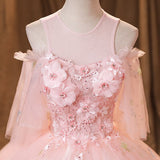 runhufu New Sweet Pink Quinceanera Dresses With Free Petticoat Beautiful Flower Princess Ball Gown 5 Colors Plus Size Party Dress