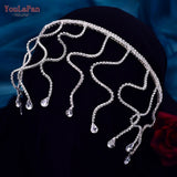 Runhufu HP467 Crystal Wedding Hairband Bridal Hair Ornaments Rhinsestone Headband for Bride Banquet Party Tiara and Headdress