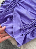 Runhufu Trend Harajuku Style Long Dress Women Ruched Lace Up Cross Bandage Design Sleeveless New Summer Casual Slim Sexy Dress