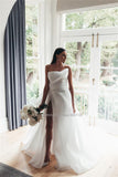 Runhufu Strapless A-Line Wedding Dresses Sleevesless Party Gowns Sweep Train Bridal Gowns Vestidos De Novia