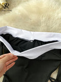 Runhufu Fashion Sexy Two Pieces Suits Bandage One Shoulder Long Sleeve Short Tops+High Waist Shorts Women Hotsweet Casual Suit