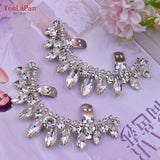 Runhufu HX39 2pcs Rhinestones High Heel Buckle Decoration Women Bride Shoes Clips Charm Wedding Shoes Buckle Shoe Crystal Clip