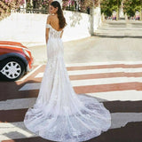 Runhufu Mermaid Wedding Dresses Women Sweetheart White Open Back Lace Off The Shoulder Bridal Gown Sweep Train Vestidos De Novia