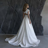 Runhufu Strapless Side Slit Ivory Wedding Dresses with Pocket Summer Satin Court Train Bridal Gowns Vestidos De Novia 2025