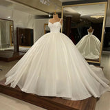 Runhufu Gorgeous Women's Wedding Dresses Shiny Bead String Sweetheart A-Line Princess Bridal Gowns Formal Beach Party Plus Size