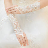 runhufu New Lace Bride Wedding Gloves High-end Hand Sewn Diamond Finger Wedding Gloves Wedding Accessories Mariage