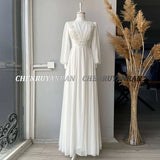 Runhufu Wedding Party Gowns 2024 Lace Applique Beaded Chiffon Long Wedding Dresses For Women Full Sleeve Elegant vestido de novia