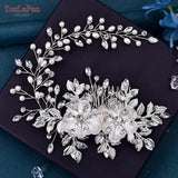 Runhufu HP511 Alloy Flower Wedding Headband Bridal Hair Accessories Rhinestone Woman Headpiece with Comb Bride Headwear Jewelry