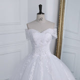 runhufu Novia 2023 Off The Shoulder Plus Size Lace Wedding Dress Long Train Appliqes Pearls Bridal Tulle Mariage Vestido De Noiva