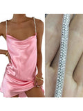 Runhufu Glitters Straps Tie Up Backless White Dress Women Summer Sleeveless Suspender Short Party Club Dresses New Gown Vestidos