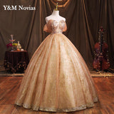 runhufu Novias Off Shoulder Giltter Quinceanera Dresses Ball Gown Tulle Flowers Formal Party Sweet 18 Vestidos Elegant Prom Dress