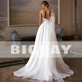 Runhufu A-Line Wedding Dresses Women 2024 Open Back Lace O-Neck Satin Pleat Applique Bridal Gowns Sweep Train Vestidos De Noiva
