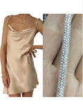 Runhufu Glitters Straps Tie Up Backless White Dress Women Summer Sleeveless Suspender Short Party Club Dresses New Gown Vestidos