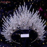 Runhufu HP193P-C Trendy Bridal Hair Hoop Colorful Rhinestone Wedding Crown Handmade Bride Tiara Hair Accessories Woman Headband