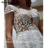 runhufu Cape Sleeves Lace Wedding Dress vestidos para eventos especiales A Line Bridal Gowns Vestidos De Novia