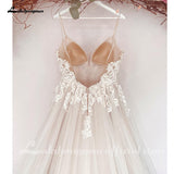 runhufu Lace Boho A Line Wedding Gowns Bridal V Neck Appliques 2023 robe de mariée suknia ślubna Spaghetti Straps Backless