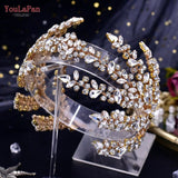 Runhufu Luxury Wedding Headband Bride Tiara Hair Accessory Handmade Women Headpieces for Party Queen Bridal Crown Jewelry HP425