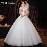 runhufu Ball Gown Sweetheart Off White Ivory Tulle Bridal Dress For Wedding Dresses with Sleeve 2023 Pearls Marriage Customer Made
