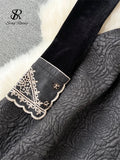 Runhufu French Retro Dress Fashion High Quality Embroidery Velvet Long Sleeves Women Elegant Belt Design A Line Court Dress