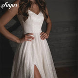 Runhufu Split Sweetheart Wedding Dresses Glitter Tulle Sexy Bridal Gown Spaghetti Straps Boho Bride dresses Vestidos de novia