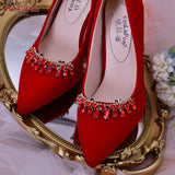 Runhufu HX39 2pcs Rhinestones High Heel Buckle Decoration Women Bride Shoes Clips Charm Wedding Shoes Buckle Shoe Crystal Clip