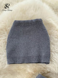 Runhufu Solid Knit Slim Beach Women Set Summer 2024 Y2K Short Tops Party Sexy Ladies Elastic Waist Midi Skirt Two Piece Sets