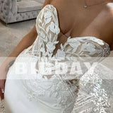 Runhufu Mermaid Wedding Dress Women 2024 Lace Open Back Sweetheart Strapless Applique Bridal Gown Sweep Train Vestidos De Noiva