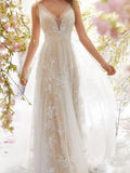Runhufu Line Floral Wedding Dress 2024 Backless Classic V Neck Tank Sleeve Bridal Gowns Bride Dresses Vestidos De Novia Robe De Mariee
