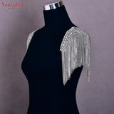 Runhufu SP48 Tassel Shoulder Patches for Wedding Dress Epaulet Woman Clothing Accessories Handmade Rhinestone Patches Jewelry