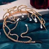 Runhufu HP467 Crystal Wedding Hairband Bridal Hair Ornaments Rhinsestone Headband for Bride Banquet Party Tiara and Headdress