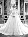 Runhufu High Collar Long Sleeve Wedding Dress Classic Elegant Lace Dress For Bride Vintage A-line Long Bridal Gown Robe De Mari¨¦e