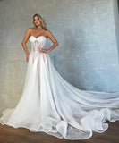 Runhufu and sexy Wedding Dresses Sweetheart Neckline Plus Size Pleated Sweep Train Tulle Bridal Gowns Vestido De Novia