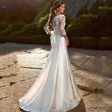Runhufu Long Sleeves Lace Mermaid Wedding Dress For Bride Satin Bridal Gowns Elegant Plus Size Custom Made Vestido De Novia 2023