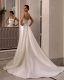 Runhufu Wedding Dresses Off The Shoulder With Sequined Square Neck Ball Gowns Smooth Satin Formal Bridal Party Vestido De Novia