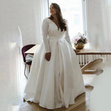 Runhufu Size Wedding Dress Long Sleeve Beach Wedding Dresses Oversize Bridal Gowns Boho robe de mari¨¦e Fluffy vestidos de novia