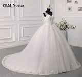 runhufu Novias Fashion Simple White Ivory Wedding Dresses Plus Size Diamond sequin Beading Lace Edge Train Dresses For Brides Gowns
