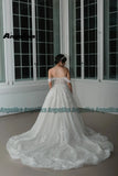 Runhufu Sparkly A Line Wedding Dresses 2024 Bride Off the Shoulder Appliques Tulle Zipper Vestidos De Novia Custom Made
