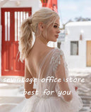 runhufu Boho Lace Appliques Beadings Wedding Dresses One Shoulder Long Sleeves A-Line Wedding Gown Princess Bridal Dress 2023