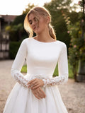 Runhufu O-neck Long Sleeve Wedding Dress Classic Lace Appliques Bride Robe 2024 Elegant A-line Long Bridal Gown Robe De Mari¨¦e