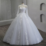 runhufu Elegant Luxury Pearls High Neck Wedding Dress 2023 Vintage Plus Size White Iovry Ball Gown Vestido De Noiva Real Photo
