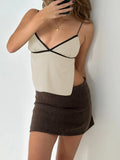Runhufu Backless Tops For Women Cute Y2k Crop Top Sleeveless Lace UP Spaghetti Strap Camisole 2000s Girl'S Tees Summer Streetwear