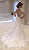 Runhufu De Noiva White Backless Lace Mermaid Wedding Dress 2024 V-Neck Short Sleeve Wedding Gown Bride Dress Robe de mariage