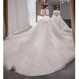 runhufu New Luxury Wedding Dresses Short Puff Sleeve Bridal Embroidered Organza And Tulle Sweetheart Heart Lace Wedding Gowns